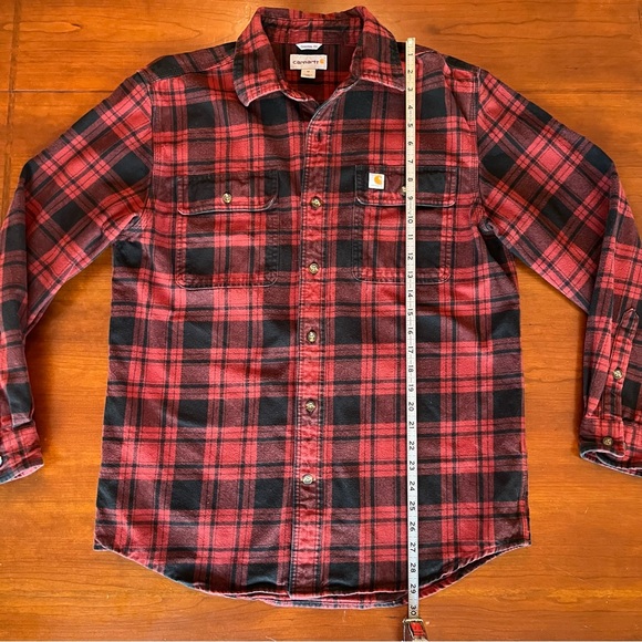 Carhartt Men’s Original Fit Flannel Red Plaid Button Down shirt M - Picture 7 of 9